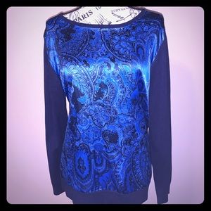 Blue Investment Satin Sweater Blouse